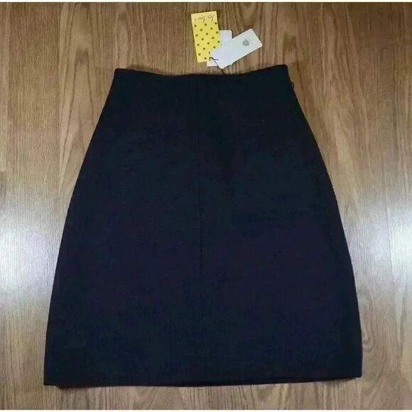 Luisa Spagnoli Navy Blue Ribbed Wool 'Medusa' Skirt, Size S NWT - Picture 2 of 15